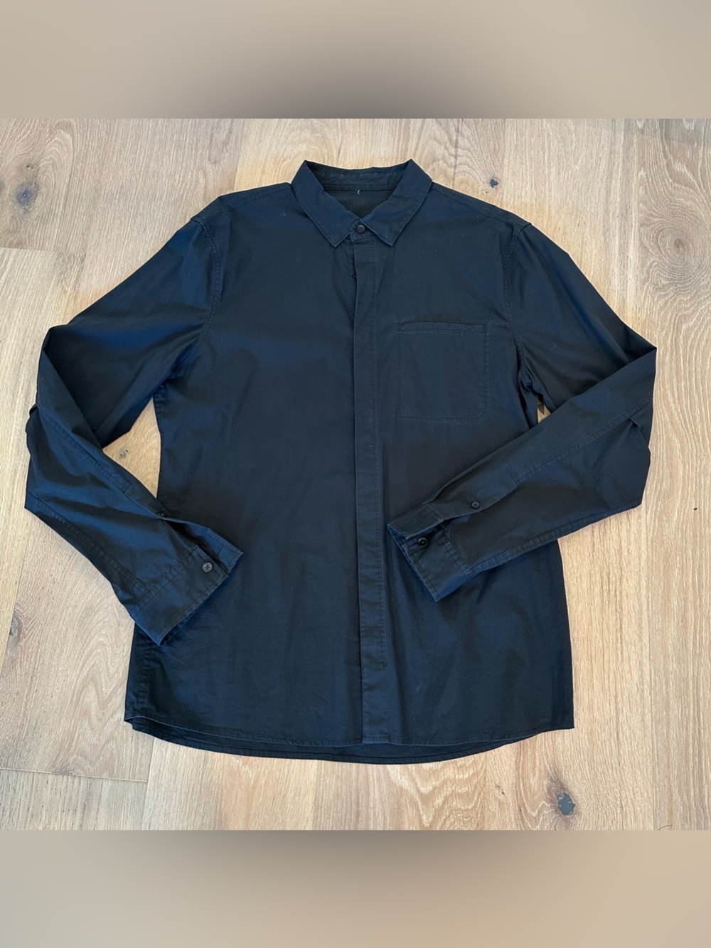 Lululemon Men's Black Long-Sleeve Button-Up Shirt